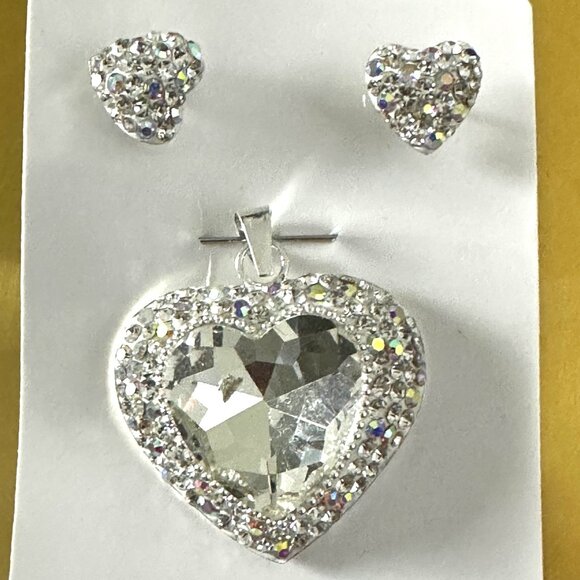 Silver 925 Heart Earrings & Pendant Jewelry Handmade - Picture 6 of 7